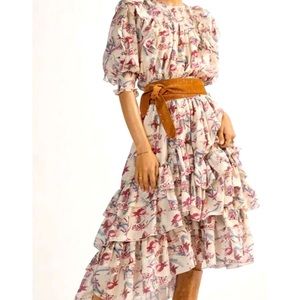 Anthropologie Magali Pascal puff-sleeved midi dress